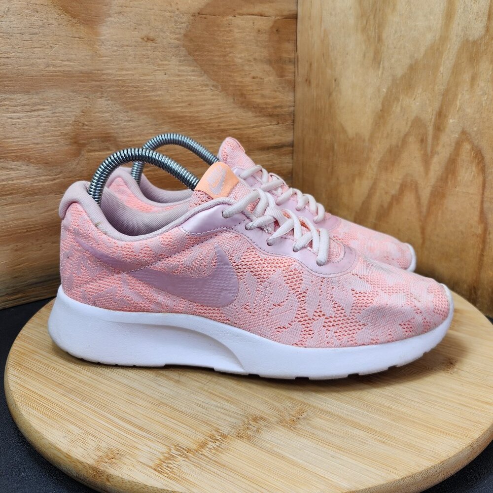 Nike Tanjun Rose Gold Mesh Floral Lace Sneakers